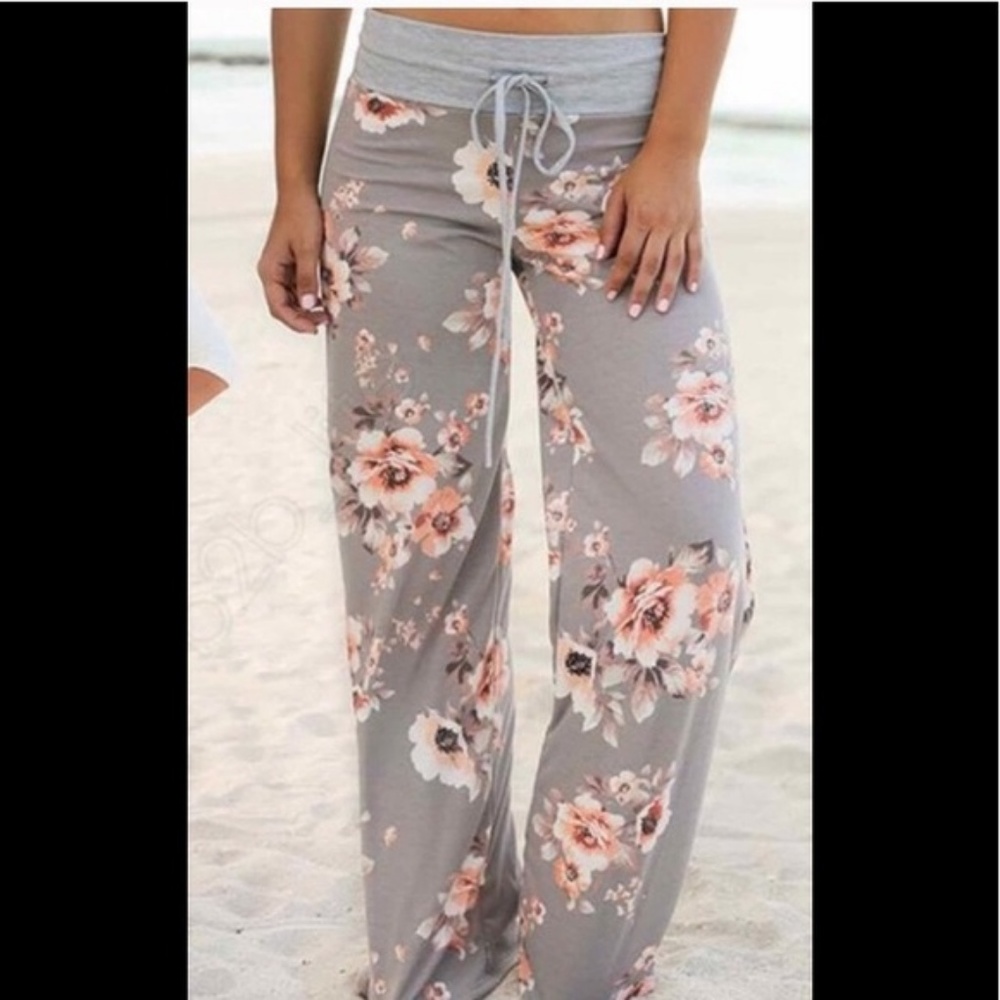 NWT Silky floral lounge yoga pant jersey waistband - Picture 3 of 6